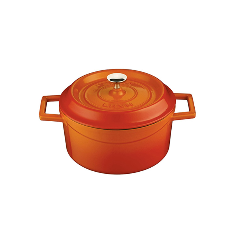 LAVA圓鑄鐵鍋(直徑28cm)橘色