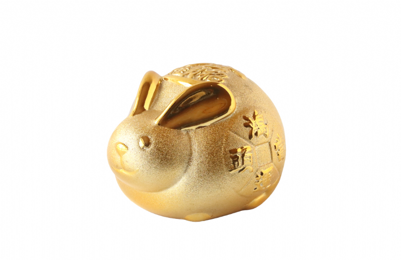 金運錢兔似錦陶瓷擺飾12cm