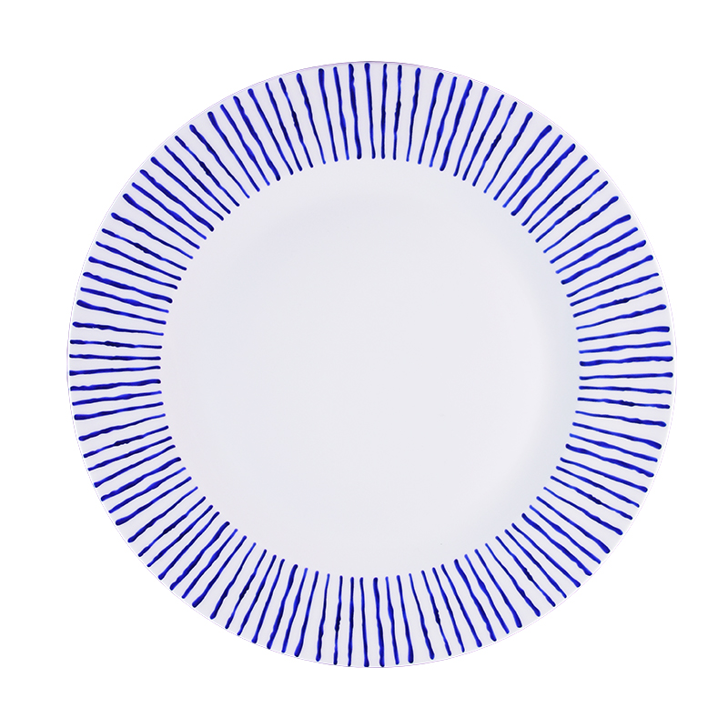 手繪藍線主餐盤