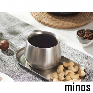 MINOS 雙層不鏽鋼咖啡杯連碟套裝-100ml