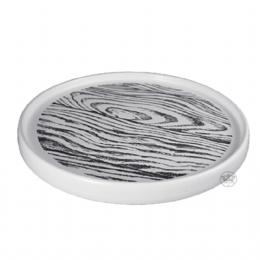 白色木紋圓形西餐盤10