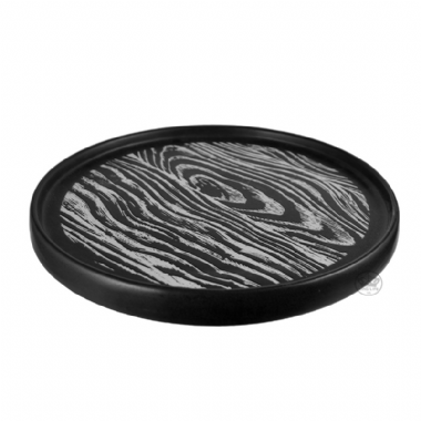 黑色木紋圓形西餐盤10