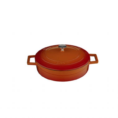 LAVA圓淺鑄鐵鍋(直徑28cm)-橘色