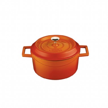 LAVA圓形鑄鐵鍋(直徑24cm)橘色