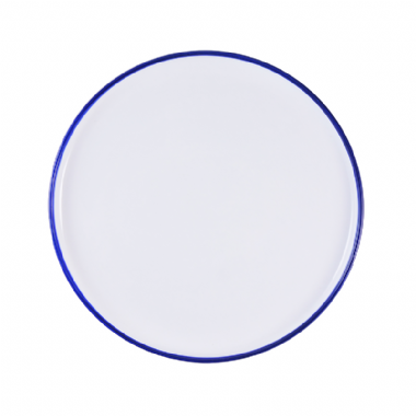藍邊白瓷10吋盤