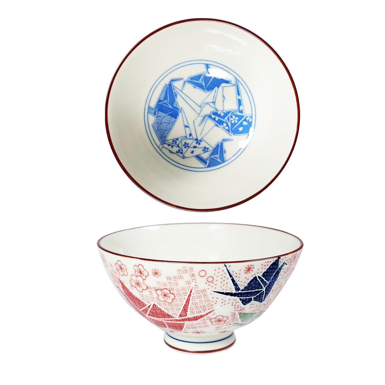 美濃燒 折鶴大平碗 125*H68mm 日本製