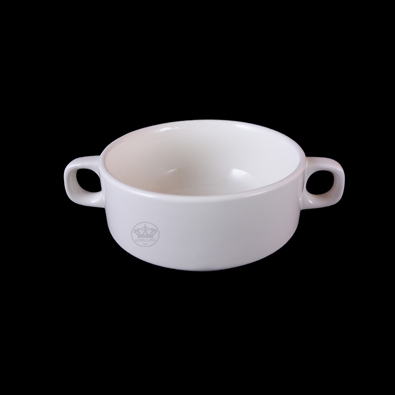 大同磁器 象牙強化 雙耳湯碗 S001(15.2x10.7xH5cm)