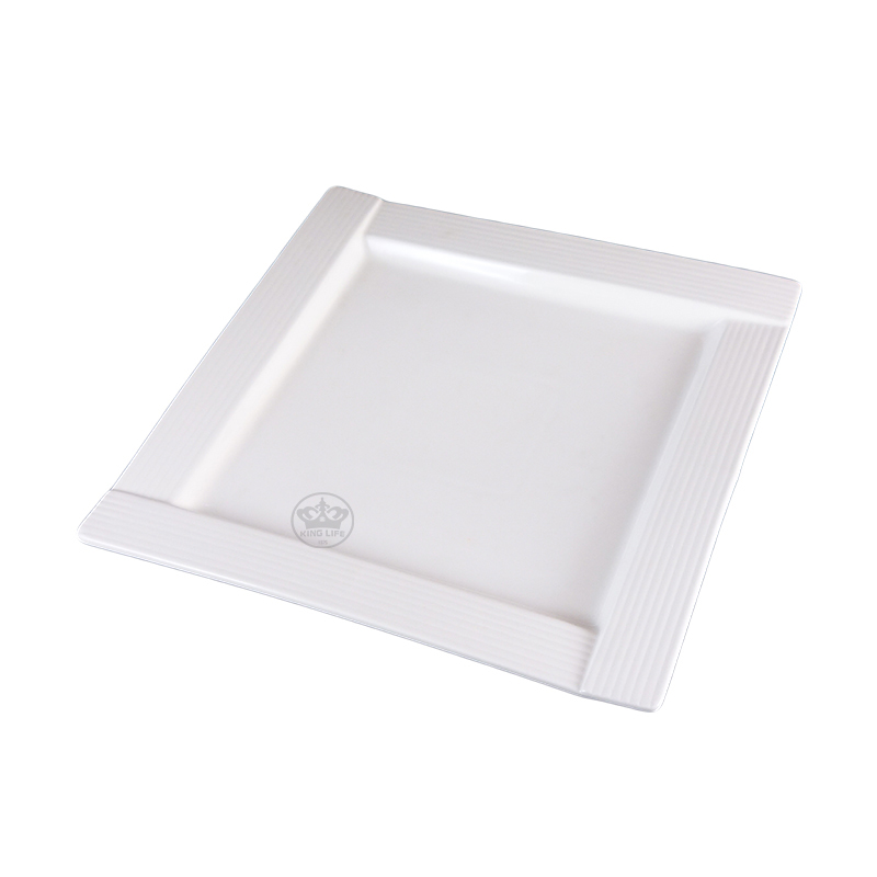 大同磁器 象牙強化 10吋束條正方盤 S001(26.4x26.4xH2cm)