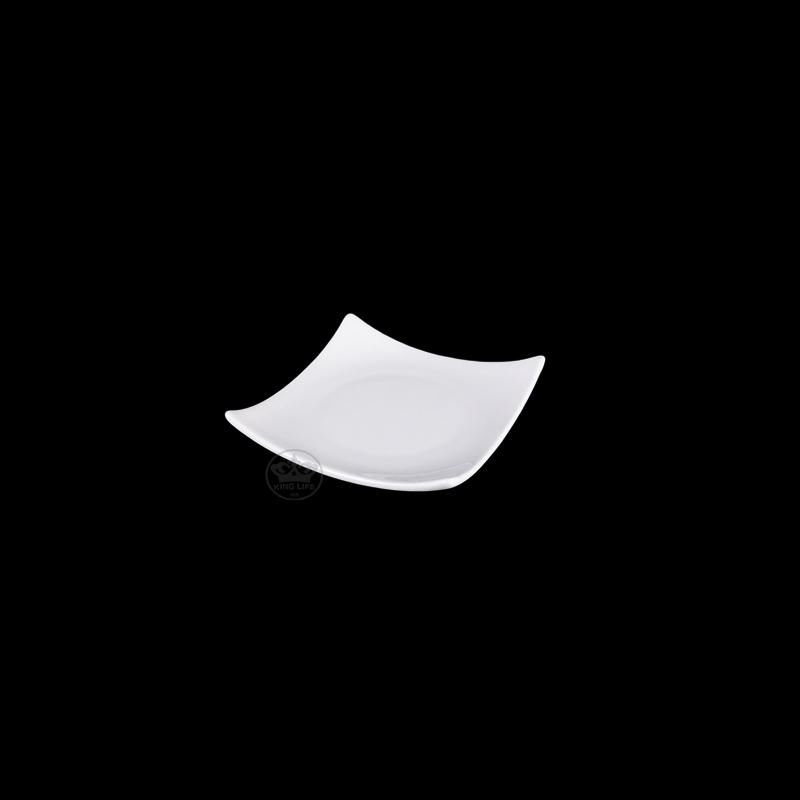 大同磁器 象牙強化 方角淺皿 S001(9.4x9.4xH2.2cm)