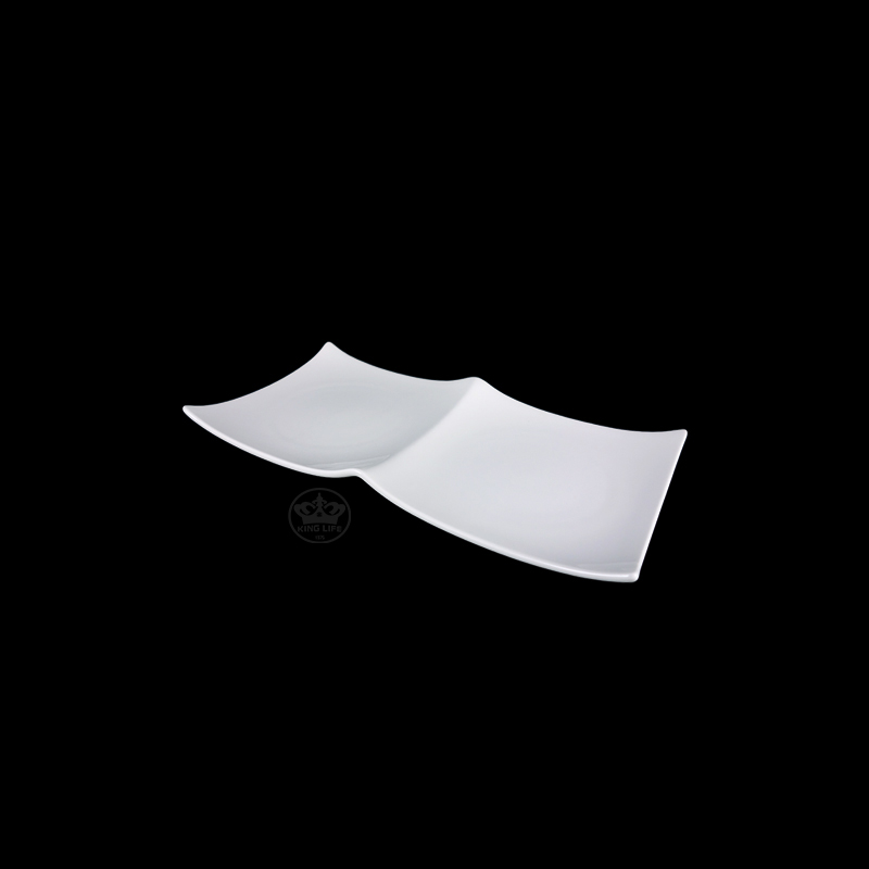 大同磁器 象牙強化 二格皿/中 S001(18.7x9.2xH2.1cm)