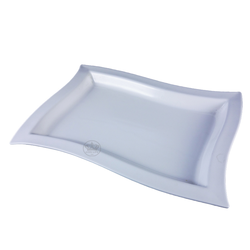大同磁器 象牙強化 波浪長方盤 S001(30x22xH3cm)