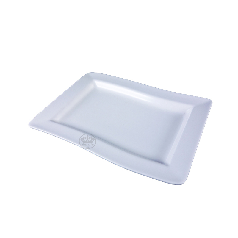 大同磁器 象牙強化 長方波浪盤 S001(24.7x14.7xH3.4cm)