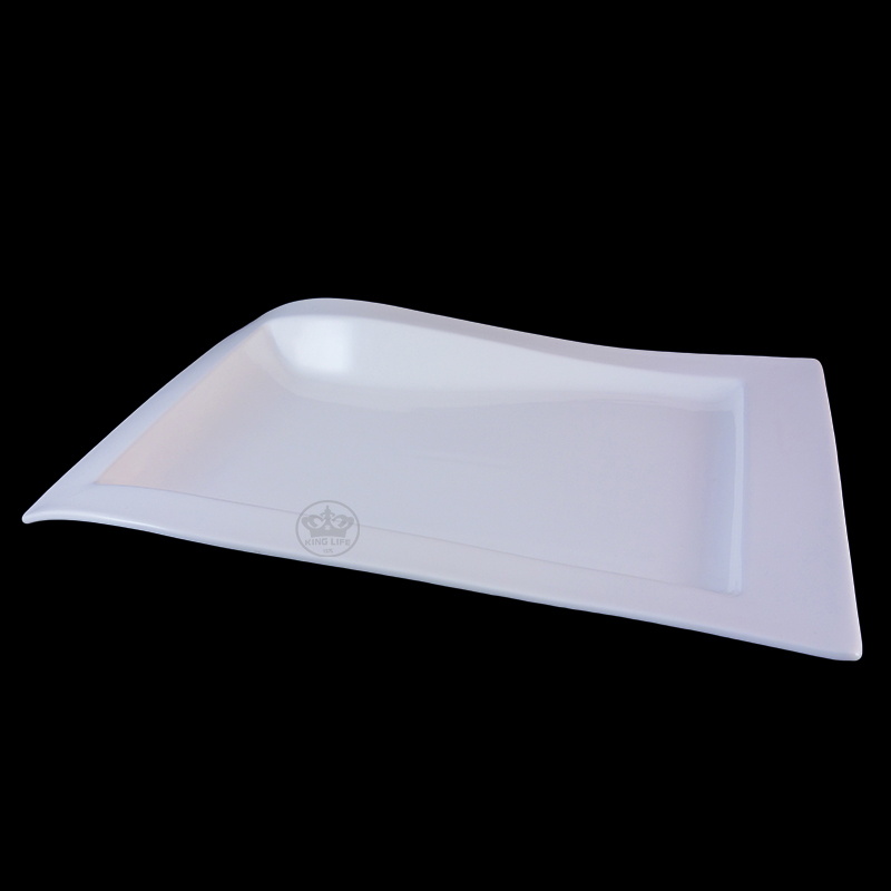 大同磁器 象牙強化 長方波浪盤 S001(32.3x22xH2.6cm)