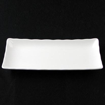 大同磁器 象牙強化 長方波紋深盤 S001(29x12.5xH3cm)