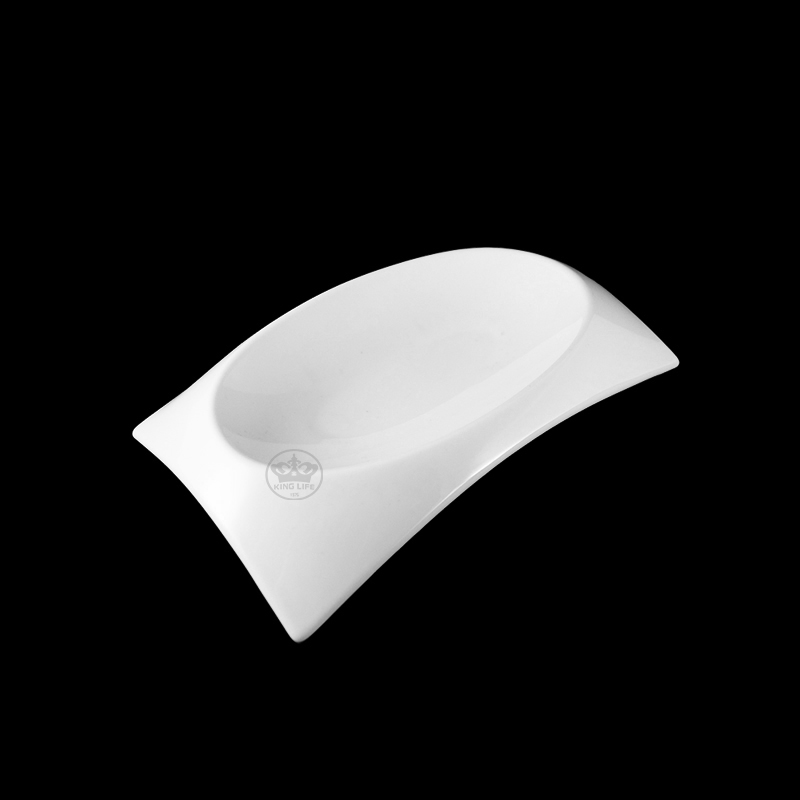 大同磁器 象牙強化 長方造形盤 S001(25x15xH4cm)