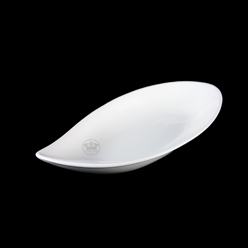 大同磁器 象牙強化 新葉形盤/大 S001(34.5x17xH5.3cm)