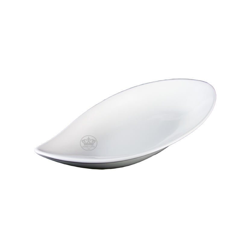 大同磁器 象牙強化 新葉形盤/大 S001(34.5x17xH5.3cm)