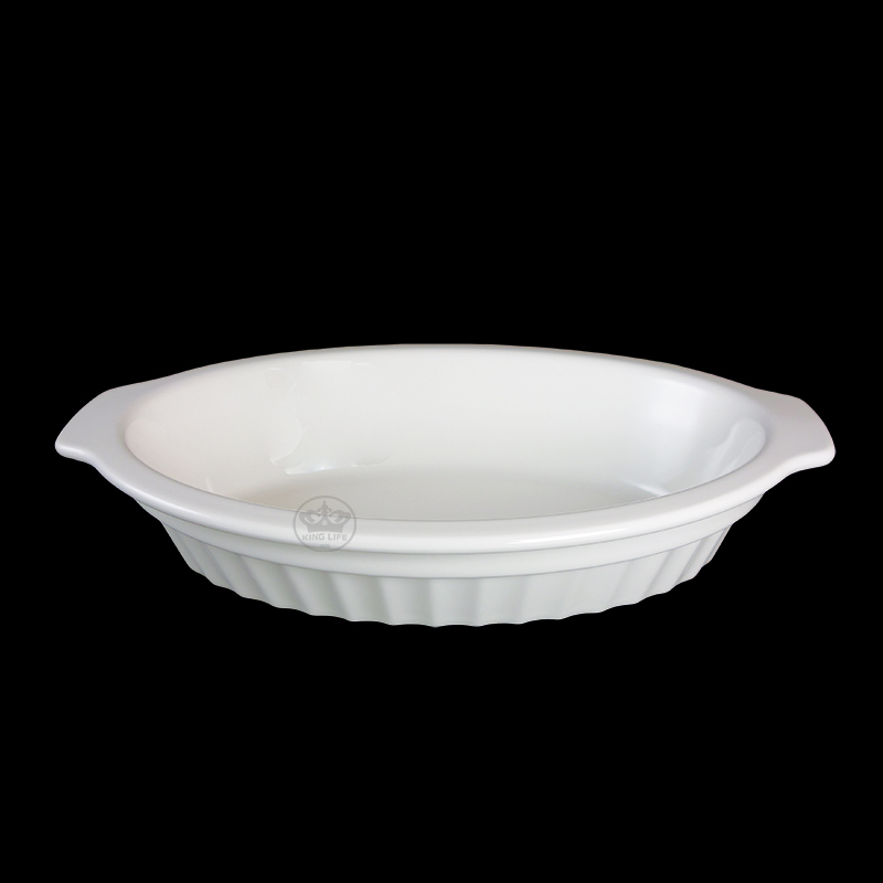 大同磁器 象牙強化 9吋橢圓烤皿 S001(22.6x14.7xH4.3cm)
