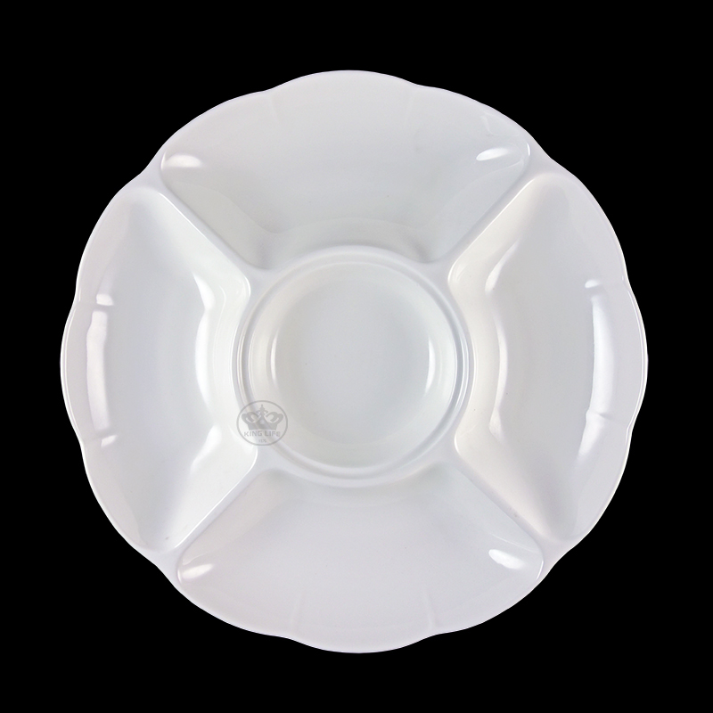 大同磁器 象牙強化 五果盤 S001(36.5x36.5xH4.3cm)