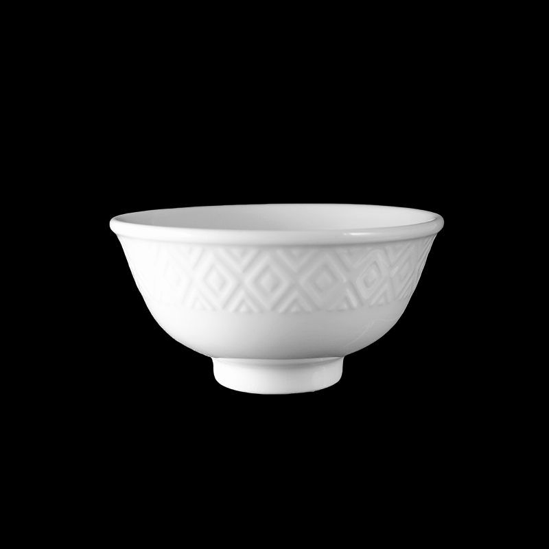 大同磁器 象牙強化 3.6吋飯碗 菱格(原民花)(11.2x11.2xH5.7cm)
