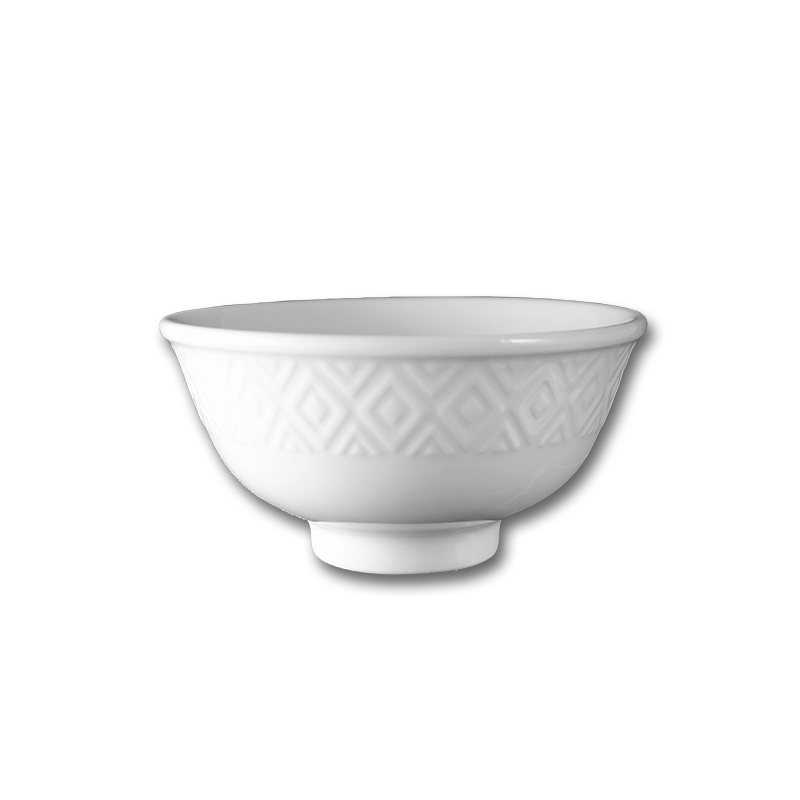 大同磁器 象牙強化 3.6吋飯碗 菱格(原民花)(11.2x11.2xH5.7cm)