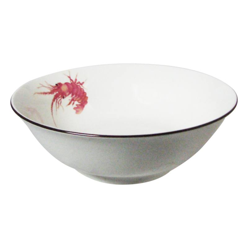 大同磁器 象牙強化 7吋 拉麵碗  龍蝦+劃邊(19x19xH7cm/800cc)