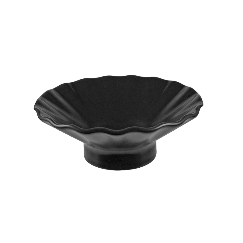 大同磁器 象牙強化 5.25吋紋路高腳皿 黑釉(13.4x13.4xH5cm