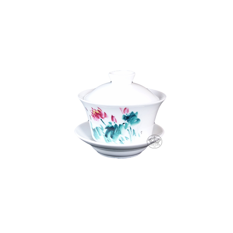 龍馬 三件茶碗  荷花