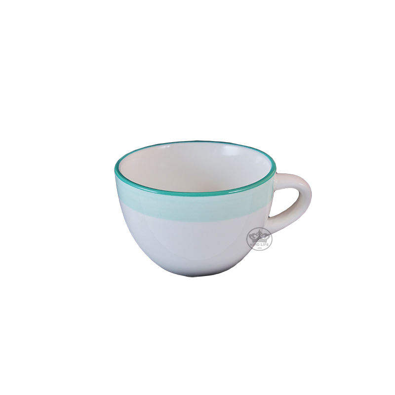 鼓型咖啡杯 手彩-淺綠
