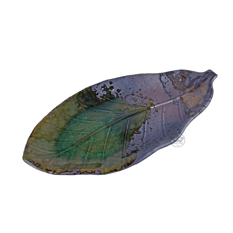 伊賀金彩葉型長皿32cm