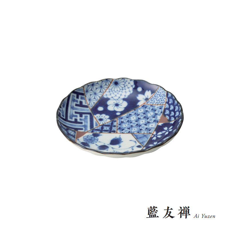 美濃燒 藍友禪小碟-12cm