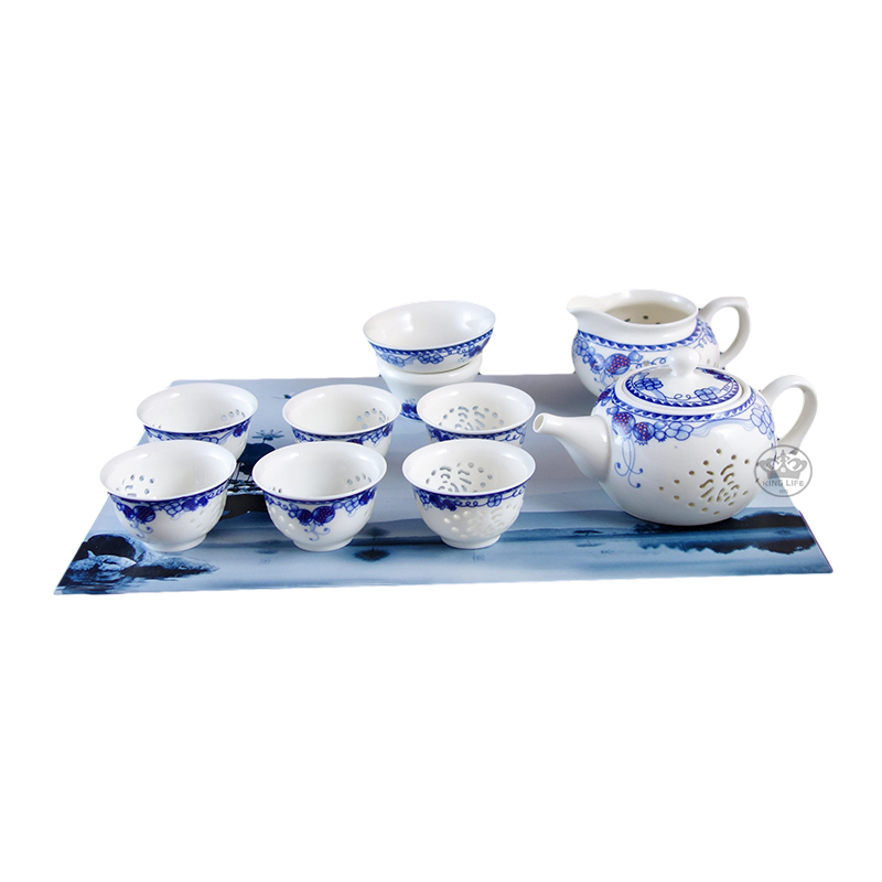 玲瓏柿子花茶具組:1壺茶海6飲杯