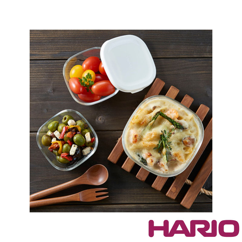 Hario 耐熱玻璃方形保鮮盒-3件組