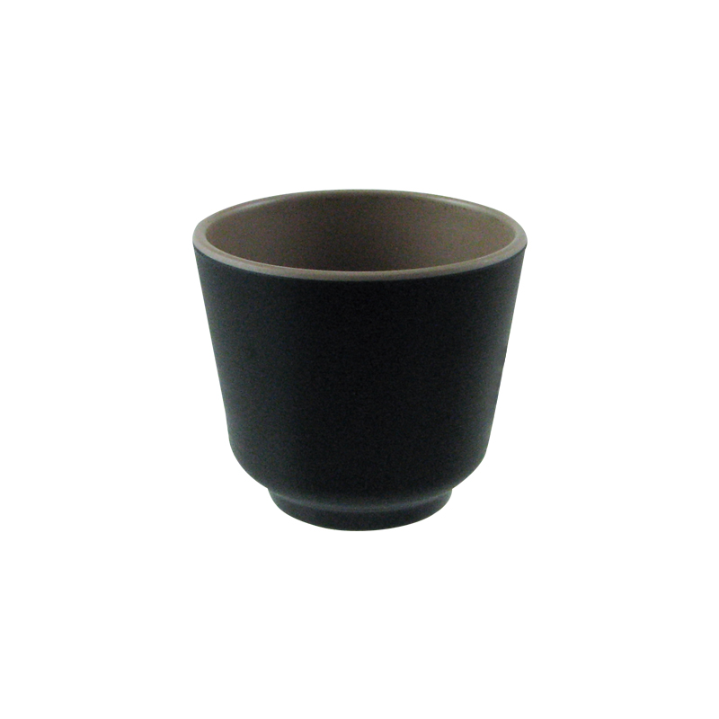 陶面悠雅茶水杯 內奶茶色外黑