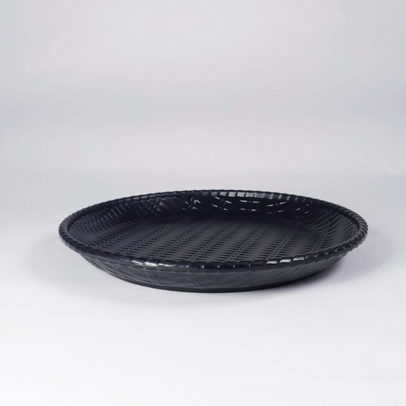 陶面藤編圓盤(深) 黑色 230*27mm