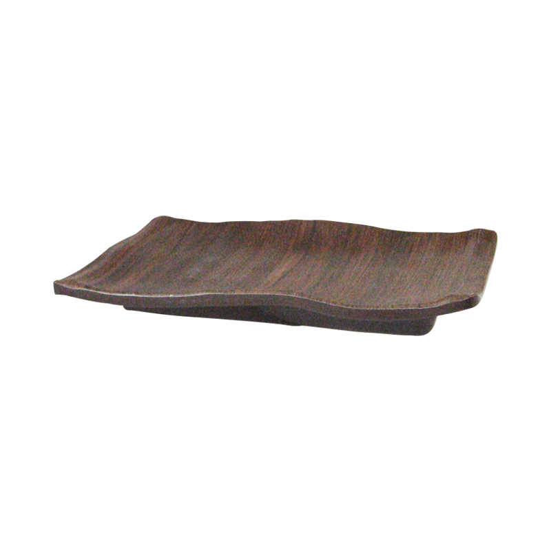 8.2"陶面條紋燒物盤 梧桐木紋 210*132*28mm