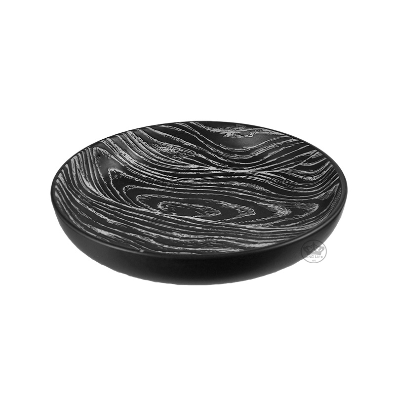 黑色木紋湯盤9.5