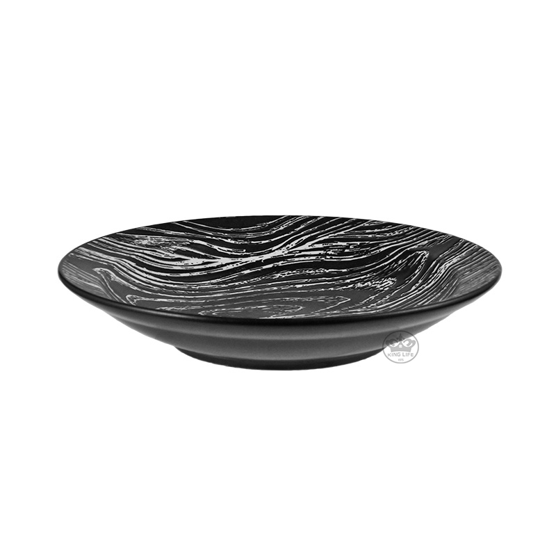 黑色木紋寬邊湯盤9