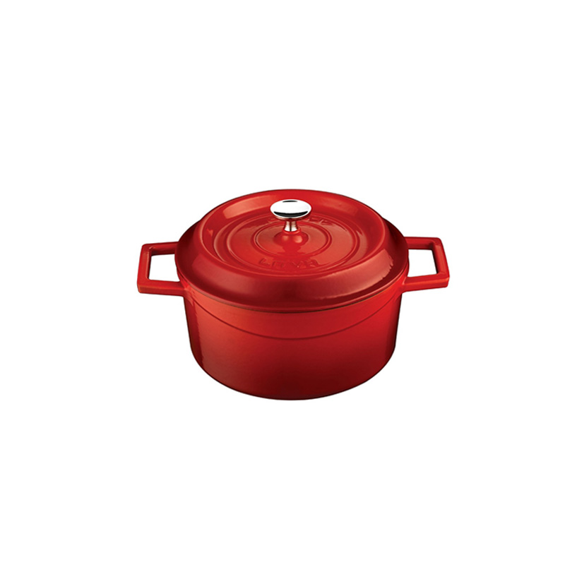 LAVA圓鑄鐵鍋(直徑20cm)紅色