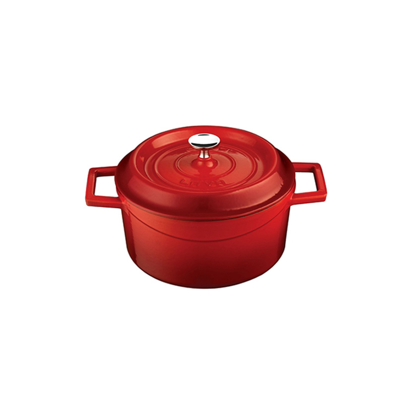 LAVA圓鑄鐵鍋(直徑24cm)紅色