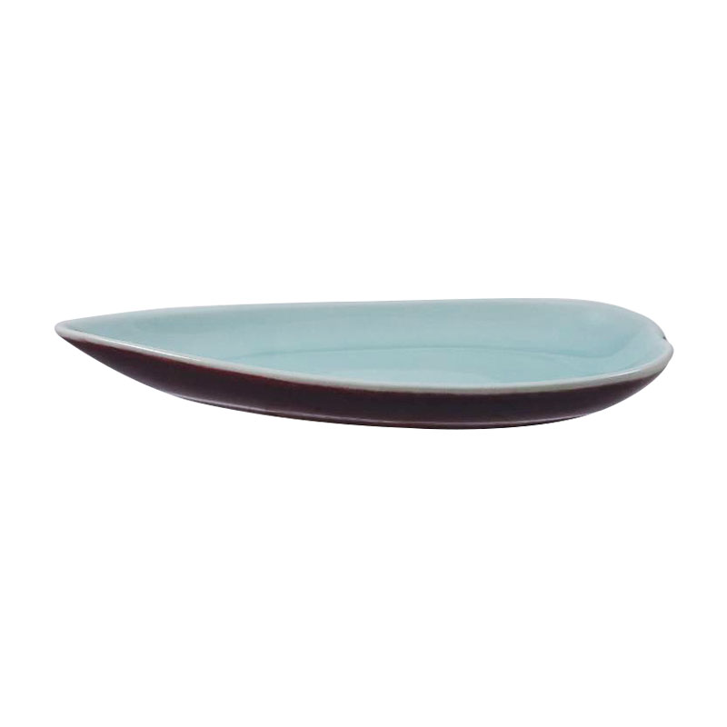 8"葉形盤-外鈞紅內青釉 27*12*H2.9cm