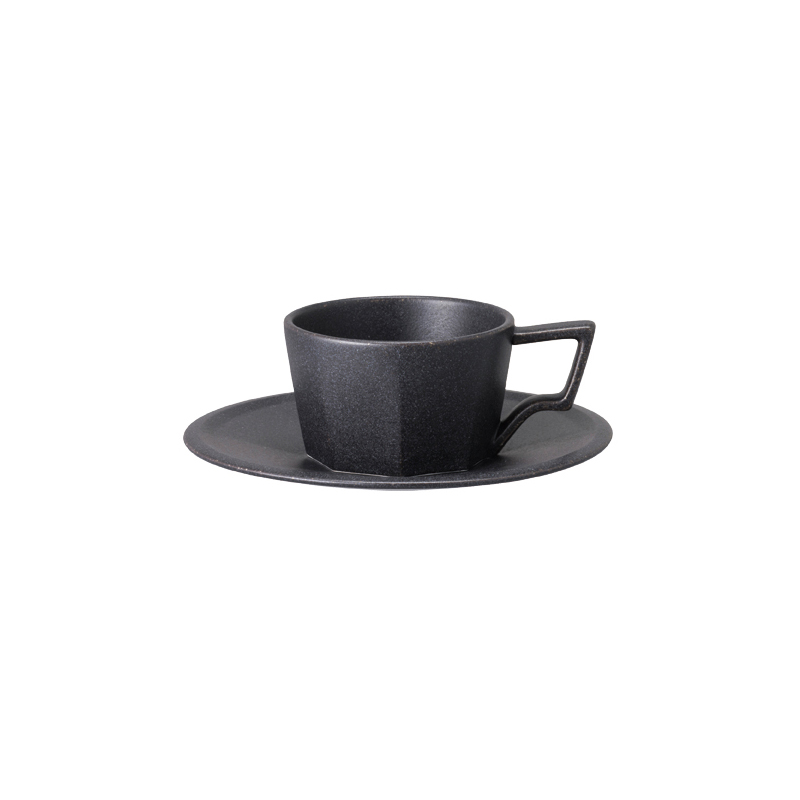 OCT八角陶瓷杯盤組80ml 黑