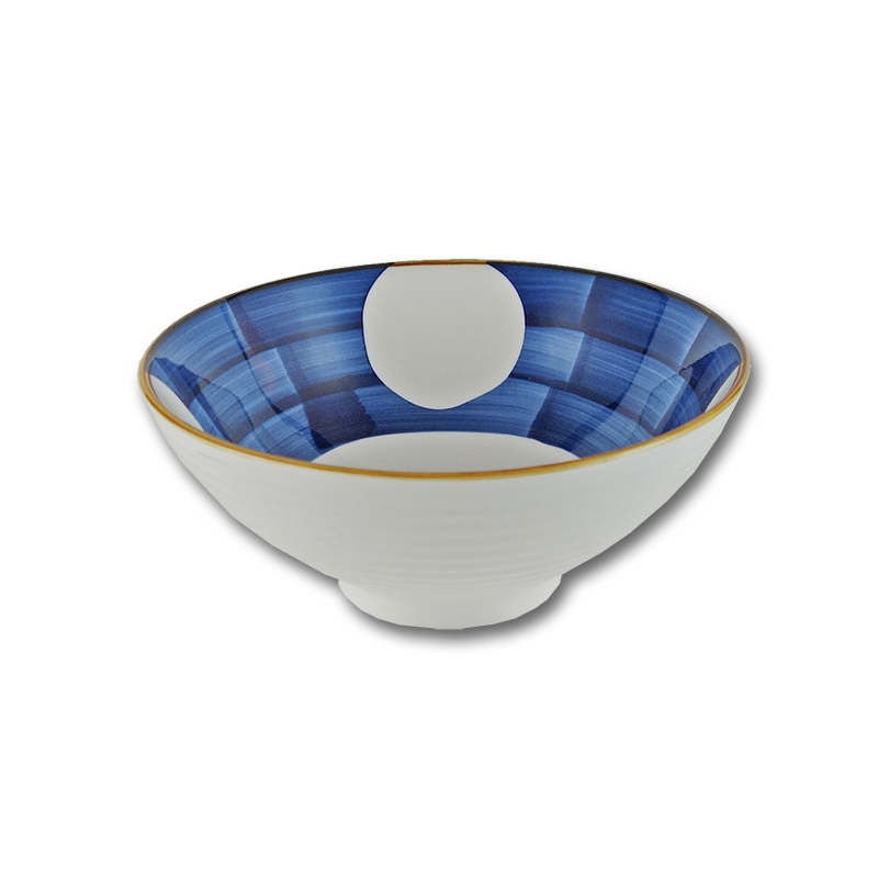 藍黛陶瓷8吋麵碗-圓點
