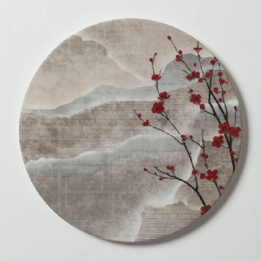 NIKKO 梅花山水骨瓷平板盤(米)-27cm