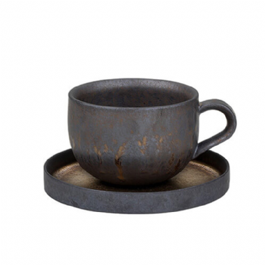 黑鐵釉缽本-咖啡杯碟(280ml)