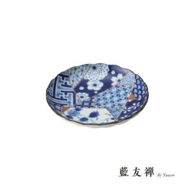 美濃燒 藍友禪小碟-12cm