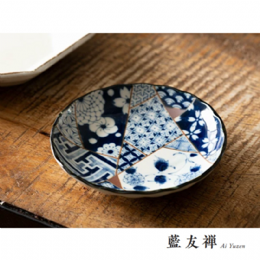 美濃燒 藍友禪小碟-12cm