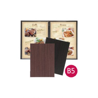 仿木紋-防潑水壁紙製-書夾款菜單本(B5)-黑