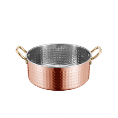 壽司鍋-不銹鋼鍍金錘印鍍雙耳圓深鍋