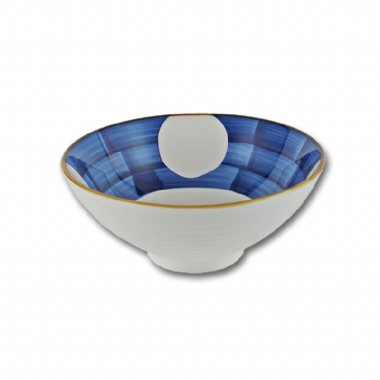 藍黛陶瓷8吋麵碗-圓點